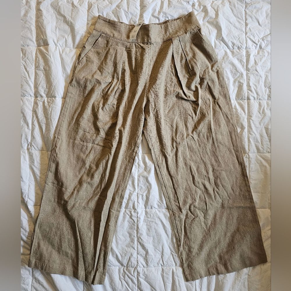 Abercrombie & Fitch Beige Wide Leg Trousers